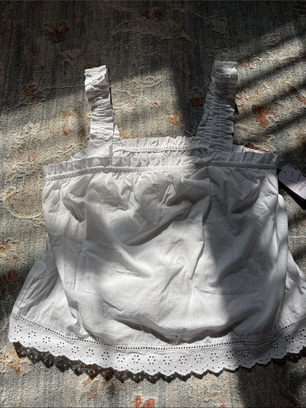 Auden White Ruffle-Trim Sleep Tank